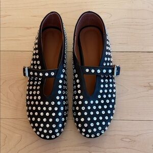 Black Studded Mary Jane Flats